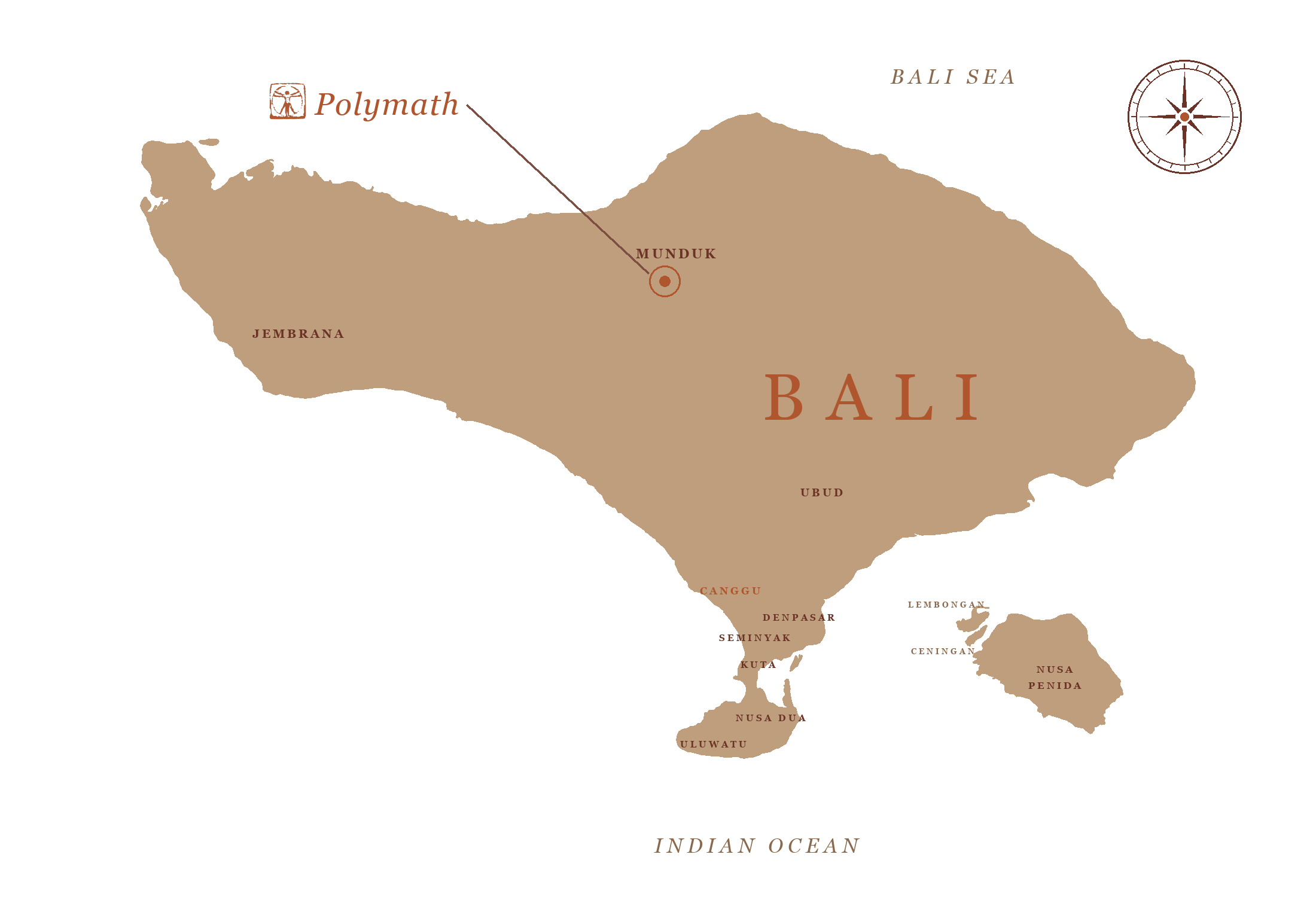 Map of Bali, Polymath site at Munduk